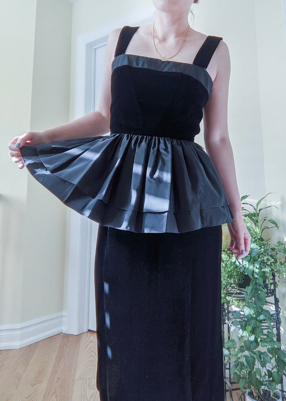 Vintage velvet peplum little black dress