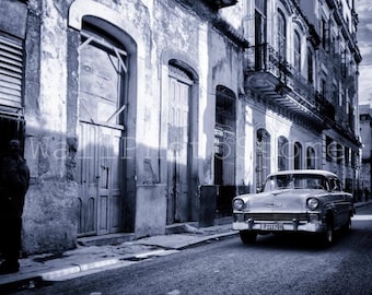 Black and White Car Photography, Cuban Vintage Car Photo, Havana Photos, Cuba Street Photography, Fine Art Photography, Cuba Fine Art Print