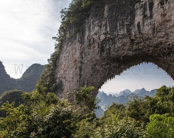 Landscape Photography, China Photography, Moon Hill at Yangshuo, Asia photography, Mountain Photography, China Art Print, China Wall Art