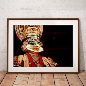 Portret tancerki kathakali: wydruk artystyczny z Indii, taniec Kerali