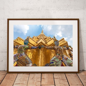 Bangkok Temple Print: Gilded Garudas, Thai Wall Art