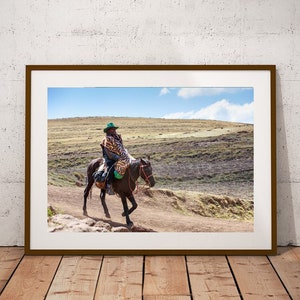 Lesotho Photography: Basotho Man on Horseback, Traditional Blanket