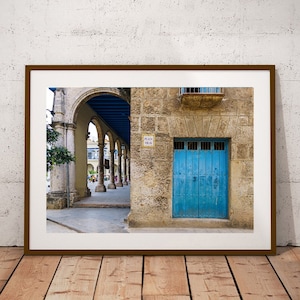 Havana Cuba Photo Print: Blue Wooden Door, Colonial Architecture Wall Art