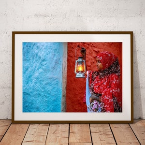 Ethiopian Girl with Lantern Art Print: Harar Photography