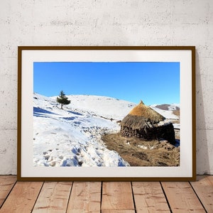 Lesotho Winter Print: Basotho Hut, African Landscape Photography