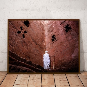 Ancient Lalibela Church Prayer - Ethiopian Spiritual Wall Art | Ethiopia Fine Art Photography | Rock-Hewn Church | Religious Poster