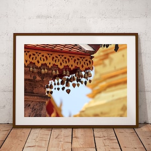 Thai Buddhist Temple Bells - Golden Temple Decor, Thailand Wall Art | Bells Decoration |  Asia Wall Art Print | Travel Fine Art Photography