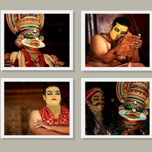 Kathakali Wall Art Set of 4, Fine Art Photography Collection, Large Wall Art Prints, Gift for Her, for Him image 1