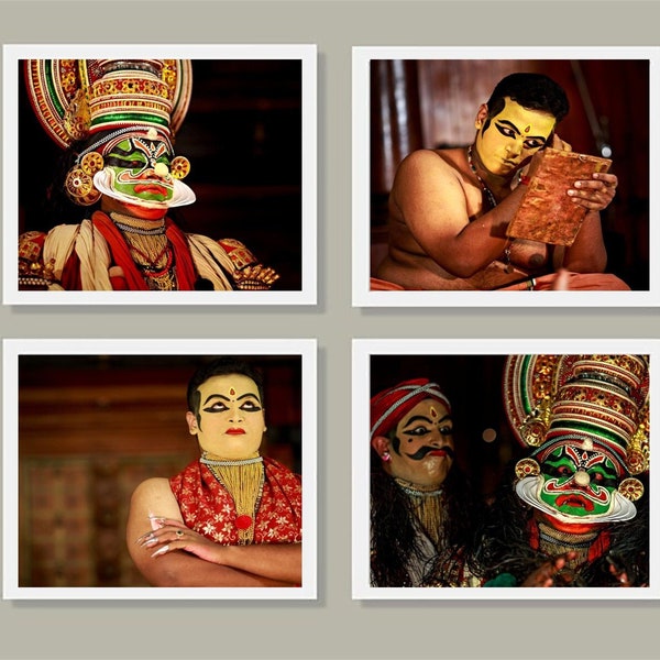 Kathakali Wall Art Set of 4, Fine Art Photography Collection, Large Wall Art Prints, Gift for Her, for Him