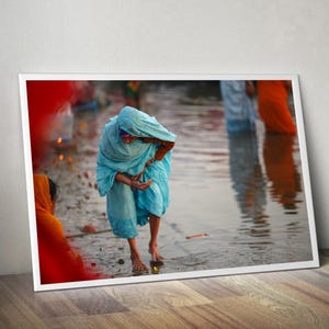 Ganges River Fine Art Photograph: Elderly Indian Woman in Sari