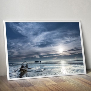 Thailand Sunset Seascape Photo: Koh Phangan Beach, Longtail Boat Art