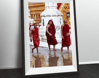 Young Buddhist Monks, Shwedagon Pagoda, Myanmar Wall Art
