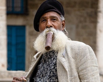 Cuba Photography, Cuban Cigar Art, Cuban  Man with Cigar, Smoker, Cuba Print Art, Cuban Man Portrait, Cafe Poster, Cuban Vertical Wall Art