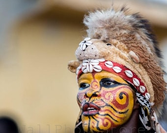 African  Face Painting, Senegal Tribal Makeup, African Traditional Dancer, African Photography, Africa Travel Photography, Vertical Wall Art