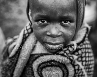 Lesotho Photography: Basotho Black Boy Photo | African Black&White Photography | Africa Fine Art Print | Large Print | Vertical Wall Art