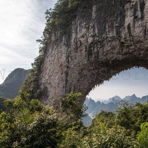 Landscape Photography, China Photography, Moon Hill at Yangshuo, Asia photography, Mountain Photography, China Art Print, China Wall Art