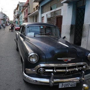 Cuba Photography, Old Black Vintage American Car Taxi, Car Photography, Vintage Car Poster, Cuba Print Art, Cuban Taxi Photo, Cuba Wall Art image 1