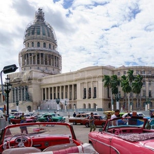 Havana Cuba Photography, Havana Print, Street Photography, Vintage Pink Car Photography, Cuba Car Wall Decor, Cuba Car Print Art, Cuban Art image 1