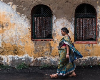 Indian Photography, Indian Woman walking down Street, Colors, India Fine Art Print, Indian Pictures, Indian Photos, India Wall Art, Poster