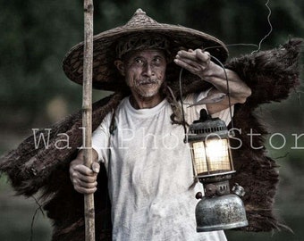 China's Cormorant Fisherman, Chinese Fisherman Portrait, Cormorant Fishing Yangshuo China, Fisherman Wall Art, Chinese Art Print