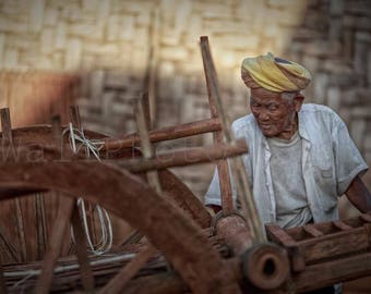 Myanmar Photography, Old Man in his Backyard, Burmese Poster, Fine Art Photography Print, Burma Photography, Myanmar Wall Art, Asian Art