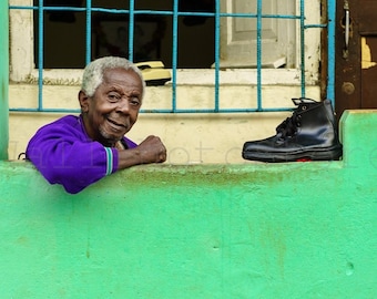 Cuba Photography, Cuban Shoemaker in Old Havana Photo, Cuban Wall Art, Cobbler Photo, Old Cuban, Fine Art Photography, Cuba Print Art