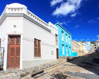 Bo Kaap Colorful Houses, Cape Town, Colored Houses, South Africa Photography, South Africa Art Print, Wall Print Art, Large Wall Art, Blue