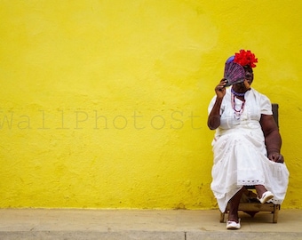 Cuba Photography, Cuban Lady with Cigar, Havana Photography, Cuba Print Art, Cigar Art, Cigar Photography, Cigar Wall Art, Smoker, Cafe shop