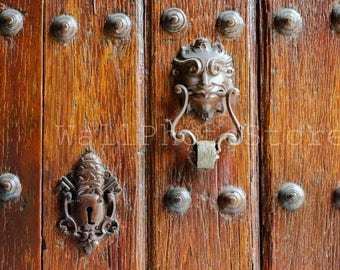 Cuba Door Photography, Wooden Carved Door, Medusa Head Door Knocker Photo, Rustic Door Photography, Cuba Photo, Door Print, Door Wall Art