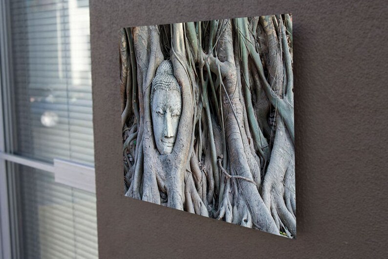 Buddha Head Statue in Tree Roots, Buddha Photography, Thailand Photography, Buddha Prints, Temple, Buddha Wall Art, Fine Art Photography image 3