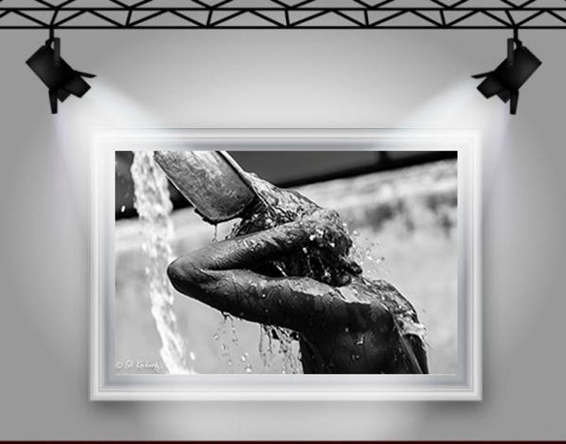 Morning Shower. Black and White Myanmar Photography Prints, Black and White Wall Art, Clear Water, Burma Fine Art Photography Print image 5