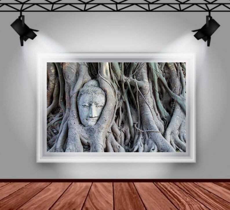 Buddha Head Statue in Tree Roots, Buddha Photography, Thailand Photography, Buddha Prints, Temple, Buddha Wall Art, Fine Art Photography image 9