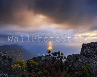 Table Mountain Sunset Photography, Cape Town, South Africa, Landscape Photography, Fine Art Photography Print, Table Mountain Poster