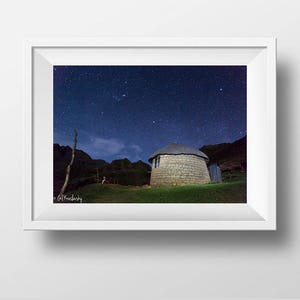 Lesotho Photography, Traditional African Hut, Lesotho Rondavel, Night Sky, South African Photography, Lesotho Prints, African Wall Art Print image 4