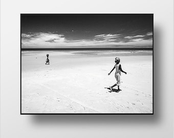 Afrikanerin Strand Poster: Schwarz-Weiß Küstenfotografie
