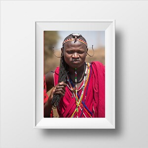 Masai Tribe Man Photo, Africa Photography, Masai Mara, Kenya, African Man, African Art, Fine Art Photography, Vertical Wall Art image 5