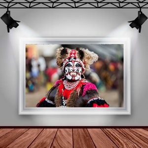 African Photography: Traditional Senegalese Dancer with Tribal Makeup and Blade in Mouth, African Face Painting, Fine Wall Art image 10