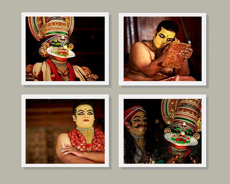 Kathakali Wall Art Set of 4, Fine Art Photography Collection, Large Wall Art Prints, Gift for Her, for Him image 1