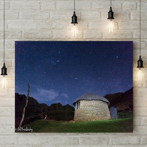 Lesotho Photography, Traditional African Hut, Lesotho Rondavel, Night Sky, South African Photography, Lesotho Prints, African Wall Art Print image 8