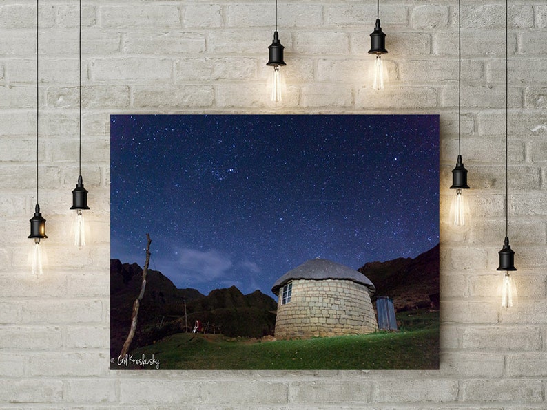 Lesotho Photography, Traditional African Hut, Lesotho Rondavel, Night Sky, South African Photography, Lesotho Prints, African Wall Art Print image 8