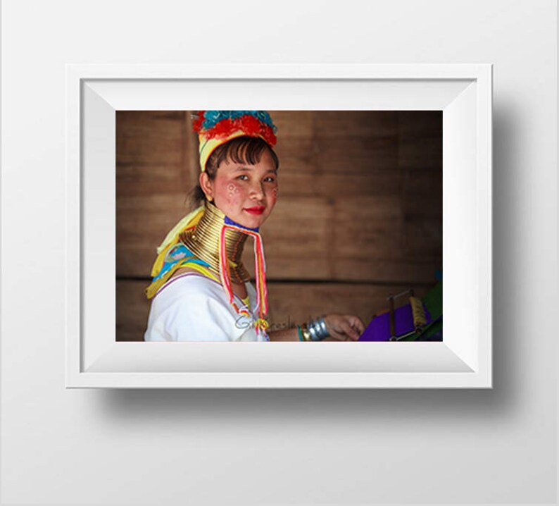 Padaung Woman with Neck Rings Photo Long Neck Myanmar | Etsy