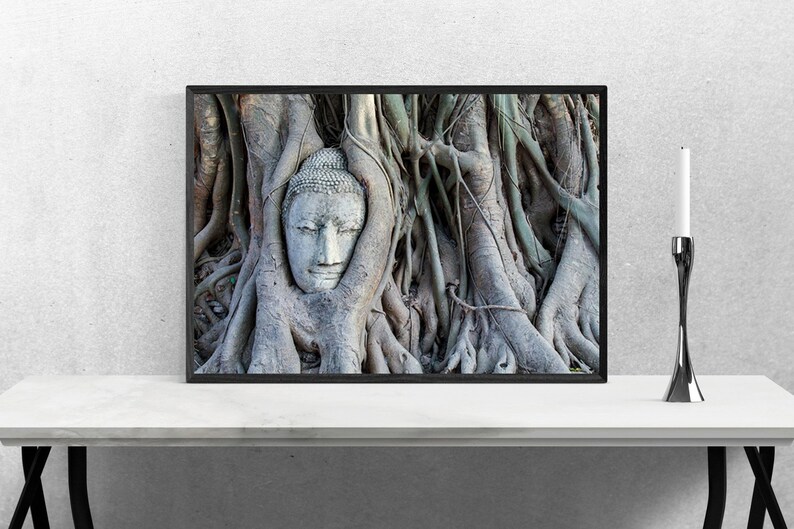 Buddha Head Statue in Tree Roots, Buddha Photography, Thailand Photography, Buddha Prints, Temple, Buddha Wall Art, Fine Art Photography image 6