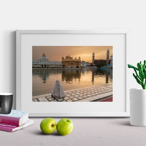 Sikh Woman Meditating, Golden Temple, Amritsar, Holy Lake, Sikh Photo, Sikhism, Yoga Wall Art, India Fine Art Print, India Photography image 3