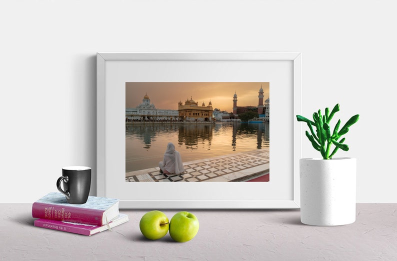 Sikh Woman Meditating, Golden Temple, Amritsar, Holy Lake, Sikh Photo, Sikhism, Yoga Wall Art, India Fine Art Print, India Photography image 3