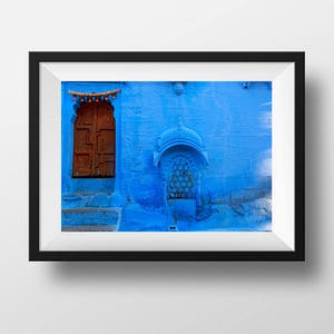 India Door Photography, Old Wood Door Blue City Jodhpur, Rajasthan, India Photography, Architecture, Fine Art Photography, India Print Art image 4