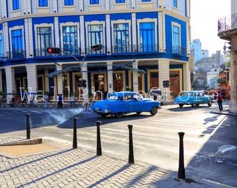 Cuba Photography, Havana Vintage Car, Cuban Art, Cuban Cars, Cuban Blue, Cuba Print, Car Photography, Fine Art Photography, Cuban Wall Art