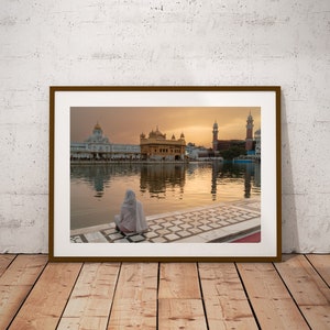 Sikh Woman Meditating, Golden Temple, Amritsar, Holy Lake, Sikh Photo, Sikhism, Yoga Wall Art, India Fine Art Print, India Photography image 2