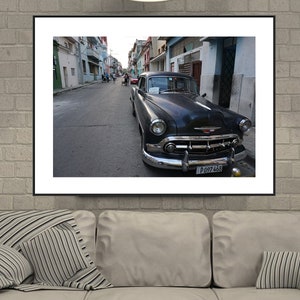 Cuba Photography, Old Black Vintage American Car Taxi, Car Photography, Vintage Car Poster, Cuba Print Art, Cuban Taxi Photo, Cuba Wall Art image 3