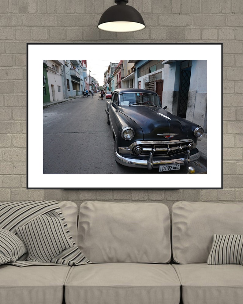 Cuba Photography, Old Black Vintage American Car Taxi, Car Photography, Vintage Car Poster, Cuba Print Art, Cuban Taxi Photo, Cuba Wall Art image 3