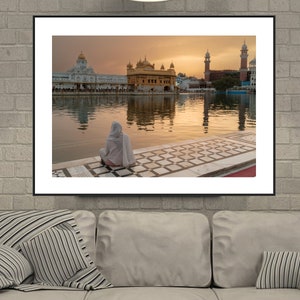 Sikh Woman Meditating, Golden Temple, Amritsar, Holy Lake, Sikh Photo, Sikhism, Yoga Wall Art, India Fine Art Print, India Photography image 6